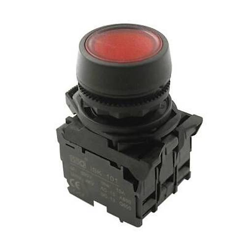 ISP-AW34M5 220V Led Işıklı Yaylı Buton - Kırmızı