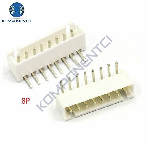 8 Pin JST-XH 2.54 Tunik Konnektör Erkek Eğik 90°