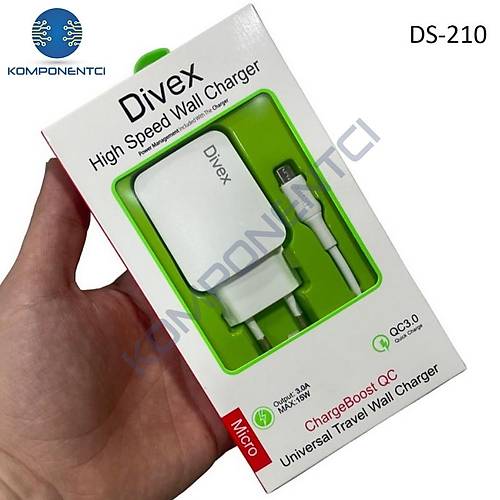 Divex QC3.0 Micro USB 3.0A 15W Hızlı Şarj Aleti DS-210