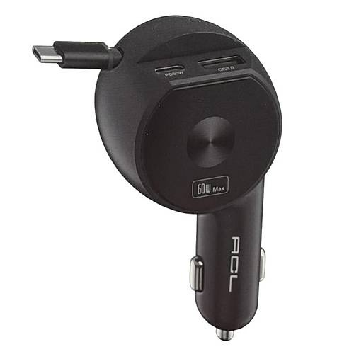 ACC-03 60W 3.4A Kablolu USB-A + USB-C Çift Çıkışlı Araç İçi Şarj