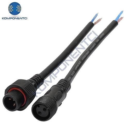 IC266K Kablolu IP67 Konektör Takım 2 Pin Siyah