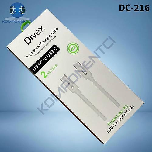 Divex 45W Type-C to Type-C Yüksek Hızlı Şarj Kablosu 2m DC-216