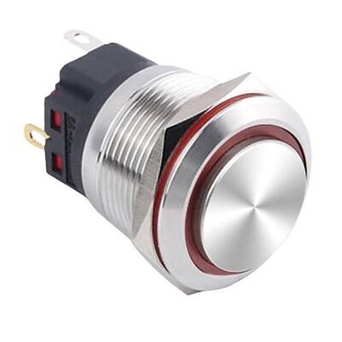 WD22B-G1Z-E 22mm Çıkık Anahtarlı Işıklı Metal Buton - Kırmızı
