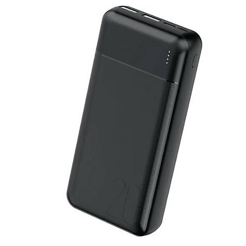 PW-105 2.4A LED Işıklı Type-C Mikro Girişli 2 x USB-A Çıkış 20.000mAh Powerbank