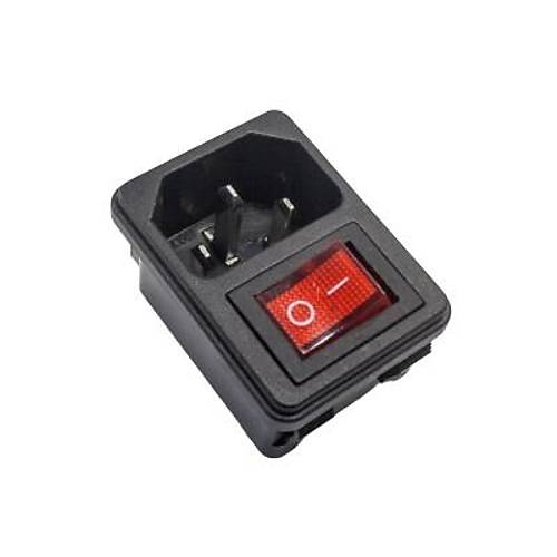 DB-14 Erkek Power Soketi Kırmızı Işıklı Anahtarlı