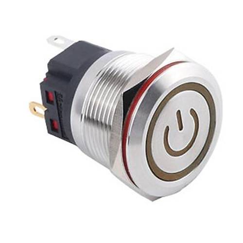 WD22B-P1Z-EC 22mm Düz Anahtarlı Işıklı Power Metal Buton - Sarı