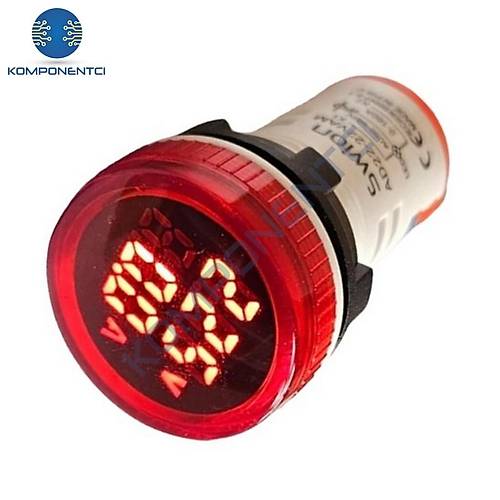 AD22-22VA 22mm Voltampermetre 50-500V 0-100A AC Kırmızı