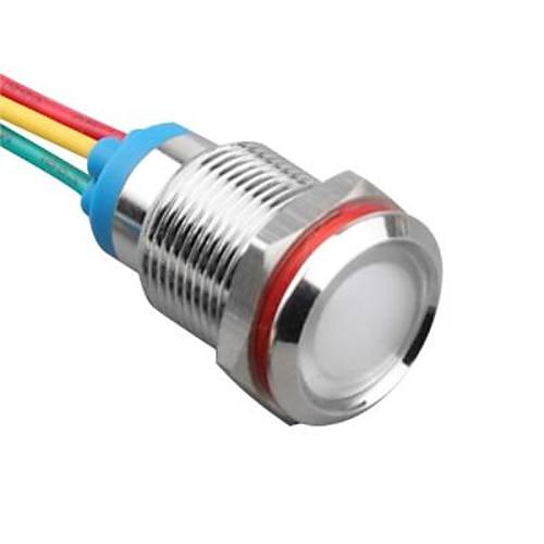 WD12L-P2/RG+ 12mm 12-24V Kablolu Metal Sinyal Lambası - 2 Renk Anot