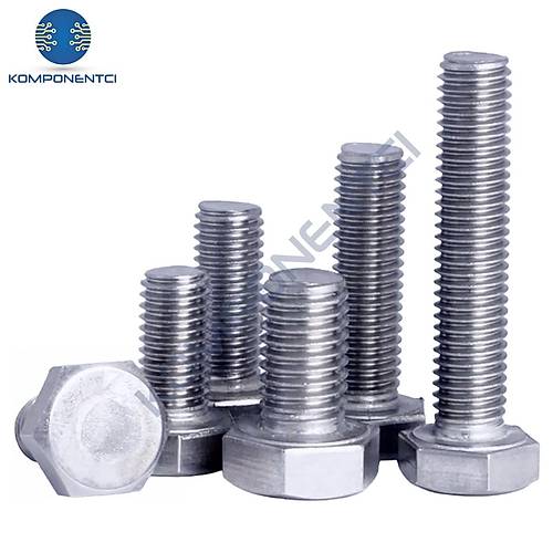 M8x100mm Cıvata Beyaz Altıköşe 5.8 Kalite DIN933 10 Adet