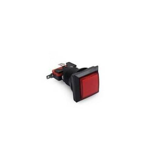 33mm 12V Kare Işıklı Oyun Makinesi Butonu - Kırmızı