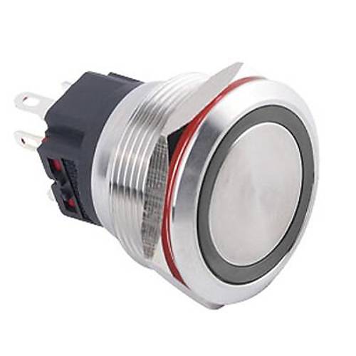 WD25B-P1Z-E 25mm Düz Anahtarlı Işıklı Metal Buton - Beyaz