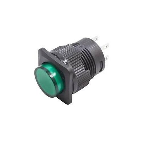 RL16-504B 16MM Plastik 4 Pin Yaylı Buton Yeşil