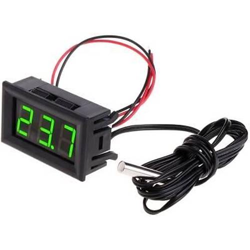 12V Termometre Su Geçirmez Sıcaklık Sensörü - Yeşil