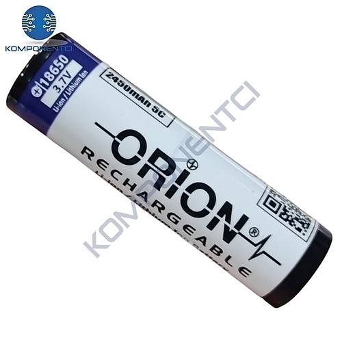 Orion 18650 3.7V 2450mAh 5C Şarj Edilebilir Li-ion Pil Başsız