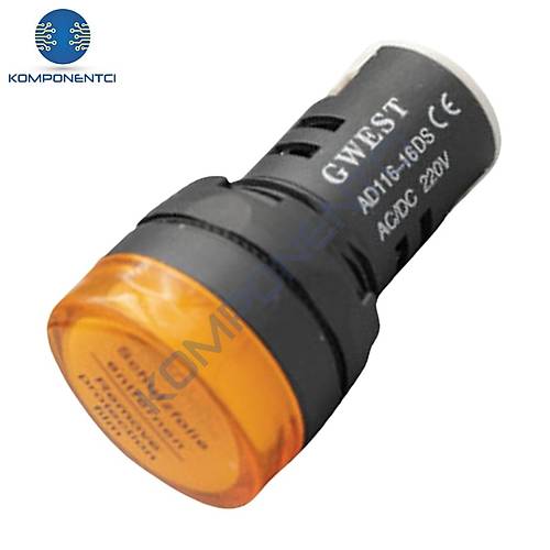 Gwest 22-S 22mm Sarı Ledli Sinyal Lambası 220V