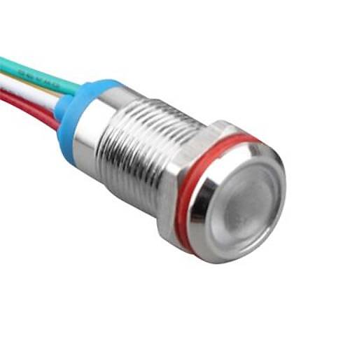 10L-P1/RGY- 10mm 12-24V Kablolu Metal Sinyal Lambası - 3 Renk Katot