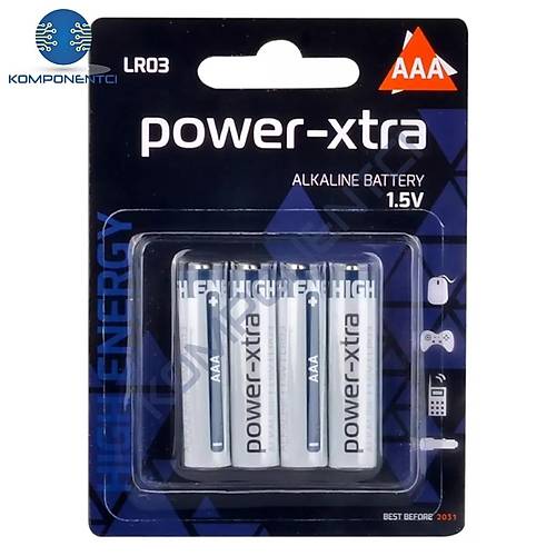 Power-Xtra AAA - LR03 Alkalin İnce Kalem Pil 4'lü Blister