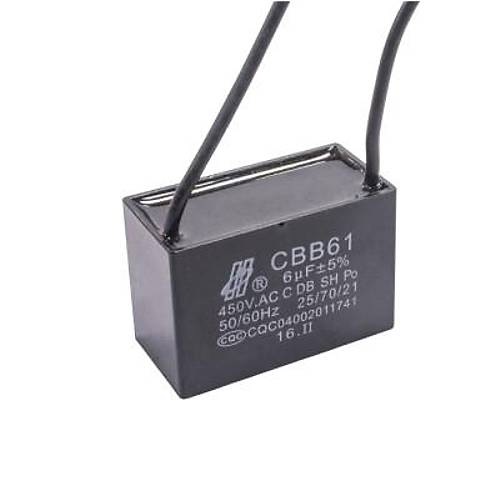 CBB61 6uF 450V Kablolu Kutulu Daimi Kondansatör