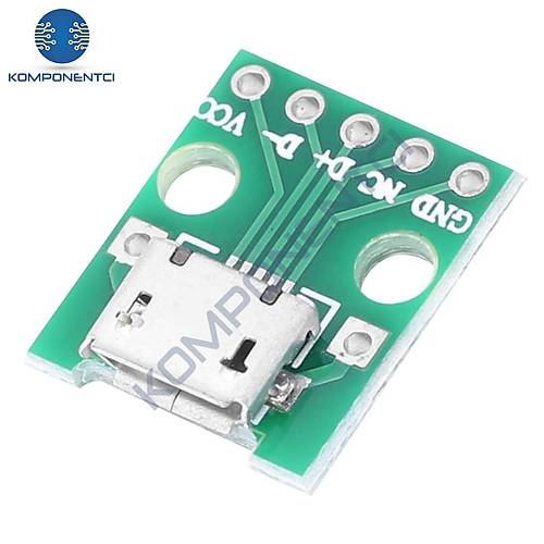 Mikro Usb Dip Dönüştürücü - Dişi - Çevirici 2.54mm