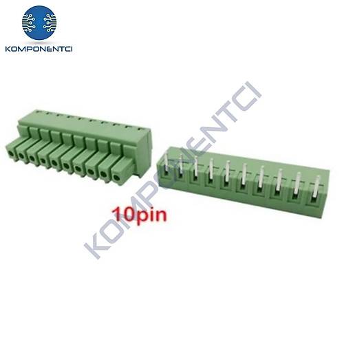 10 Pin 3.81mm Geçmeli 90C Takım Klemens