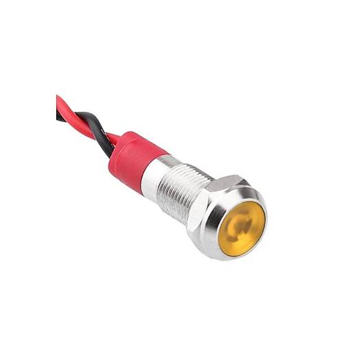 06L-P1 Metal Sinyal Lambası 6mm 12-24V Kablolu Sarı
