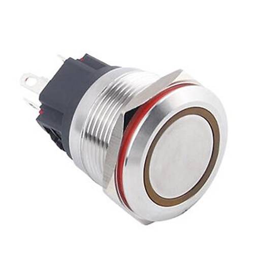 WD22B-P1-E 22mm Düz Yaylı Işıklı Metal Buton - Sarı