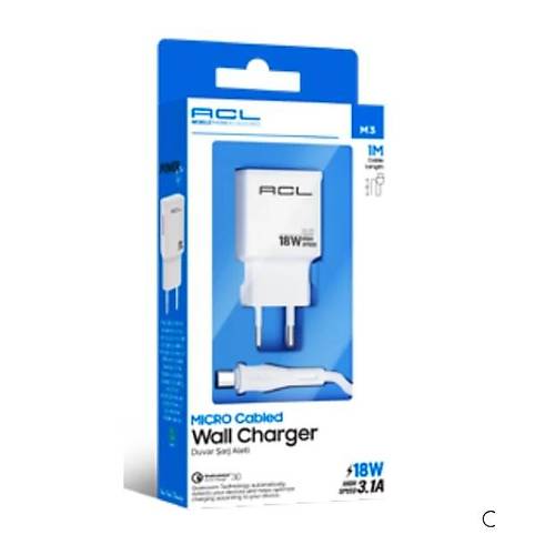 ACL M3 3.1A 18 Watt 1xUSB-A Mikro Kablolu Şarj Aleti