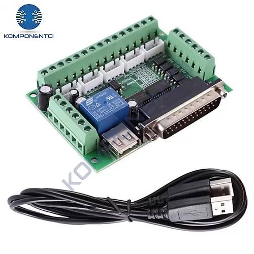 5 Eksenli Cnc Kontrol Kartı Mach3 Step Motor Sürücü + Usb Kablo