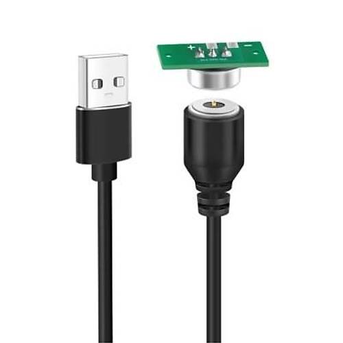 2-Pin 10mm Kablolu PCB'li Pogo Pin Manyetik Konnektör Takımı - USB Soketli