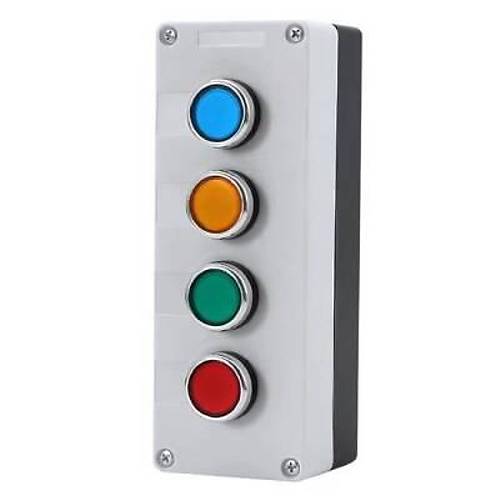 Dörtlü Push Buton Kutusu - Kırmızı / Yeşil / Sarı / Mavi