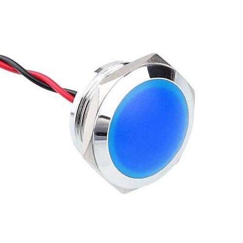 WD22L-P2 22mm 12-24V Kablolu Metal Sinyal Lambası - Mavi