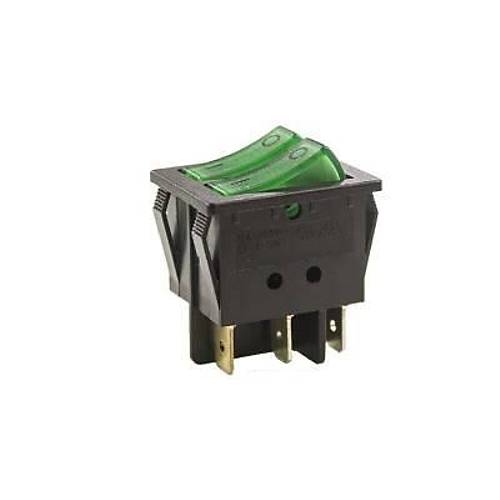 KCD4 İkili Işıklı ON-OFF Switch Yeşil 6 Pin