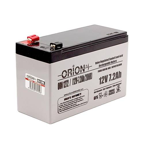 Orion 12V 7.2Ah Bakımsız Kuru Akü - T2 Kalın Soket