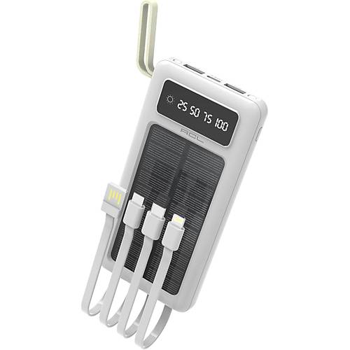 PW-59 Solar Led Fenerli LCD Göstergeli Dahili Kablolu Powerbank 10.000mAh