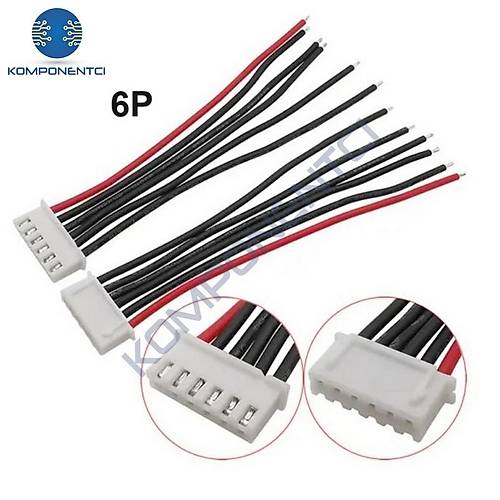 JST-XH 2.54mm 6 Pin 26AWG 20cm Tek Damarlı Dişi Bağlantı Kablosu