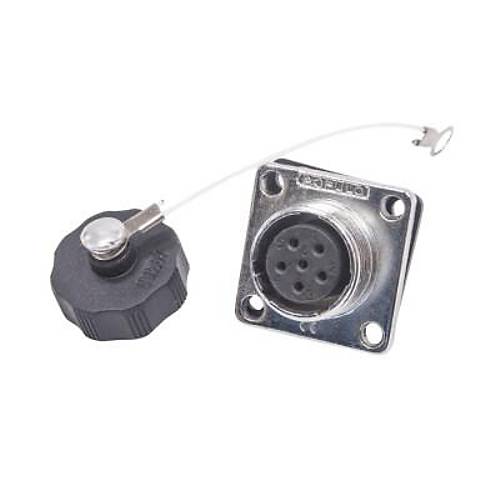 WS16 6 Pin 16mm Su Geçirmez Flanşlı Konnektör - Dişi