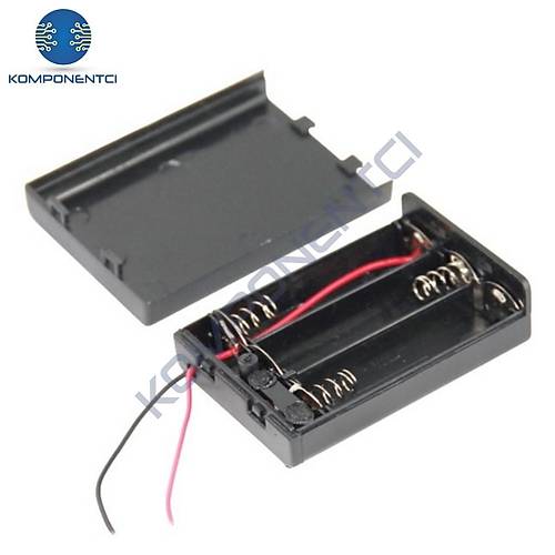 IC-233E AA Pil Yuvası 3'lü Kapaklı Switchli