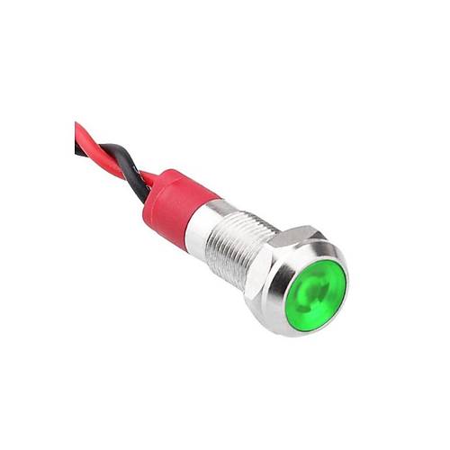 06L-P1 Metal Sinyal Lambası 6mm 12-24V Kablolu Yeşil