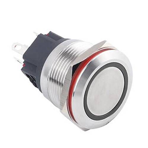 WD22B-P1-E 22mm Düz Yaylı Işıklı Metal Buton - Beyaz