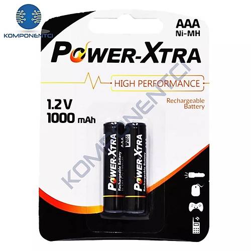 Power-Xtra AAA 1.2V 1000 Mah Şarj Edilebilir Pil 2li Blister