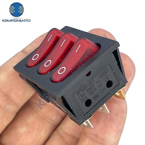 IC-135 Üçlü Işıklı Anahtar 220V ON-OFF 9P