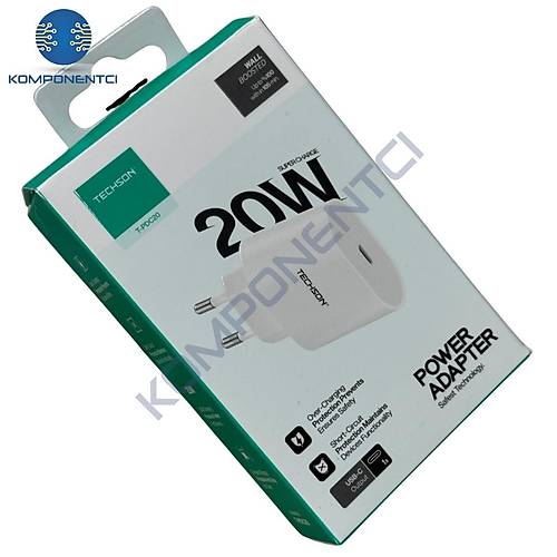 TECHSON 20W Type-C Hızlı Şarj Adaptörü Şarj Başlığı PDC20