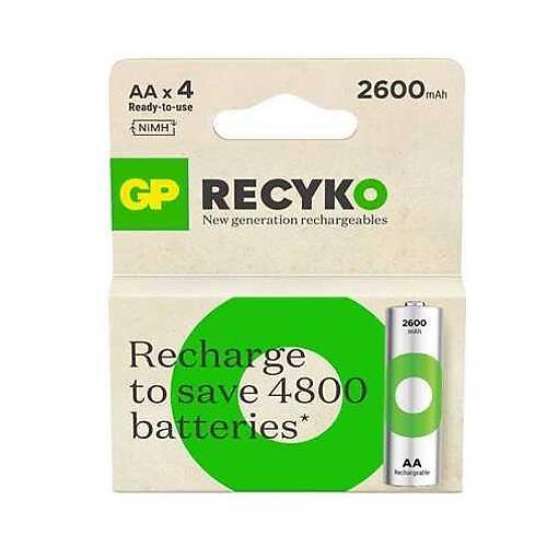 GP Recyko 2700 Seri 2600 mAh Şarjlı AA Kalem Pil 4'lü