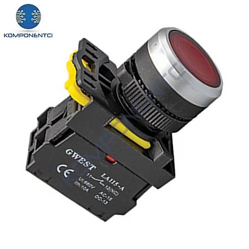 Gwest A5-01D 22mm Kırmızı Led Işıklı Yaylı Stop Buton 220V 1NC