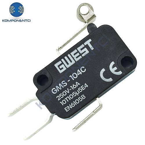 Gwest GMS-104C Kısa Kollu Metal Makaralı Mikro Switch 10A