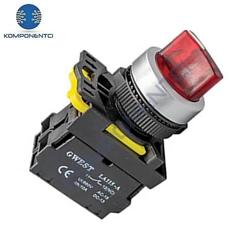 Gwest A5-01XD 22mm 0-1 Kırmızı Led Işıklı Kalıcı Mandal Buton 220V 1NC