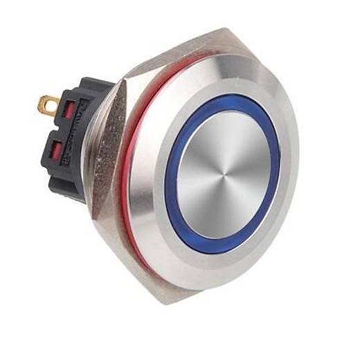 WD30B-P1Z-E 30mm Düz Anahtarlı Işıklı Metal Buton - Mavi
