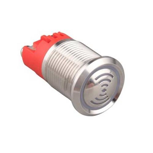 WD16F-P0-S12VR LX 16mm Sabit Sesli Işıklı Metal Buzzer - 12V