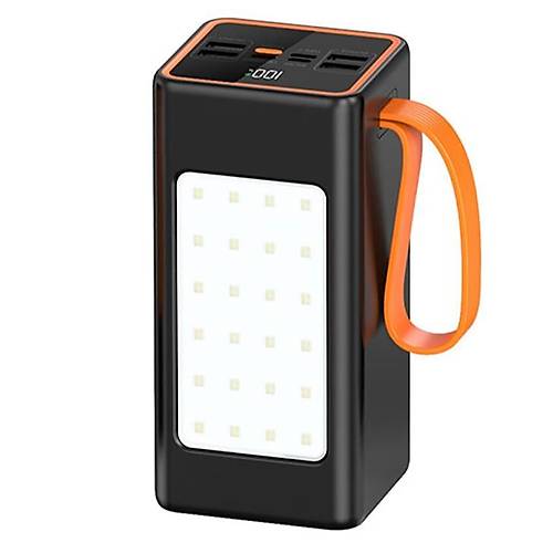 PW-55 4xUSB 22.5W LCD Göstergeli Kordonlu Kamp Işıklı 50.000mAh Powerbank
