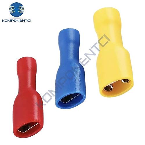 Tam İzoleli Dişi Faston Tip Kablo Ucu GFFD-1638 0.50-1.50mm Kırmızı 200 Adet